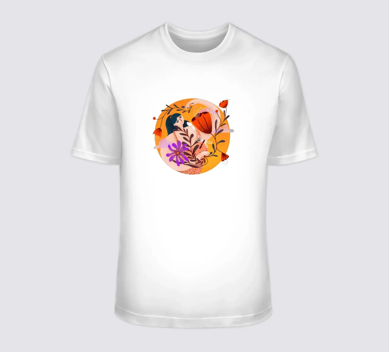 Femme joyeuse avec des fleurs devant le soleil t-shirt de Bold & Beautiful