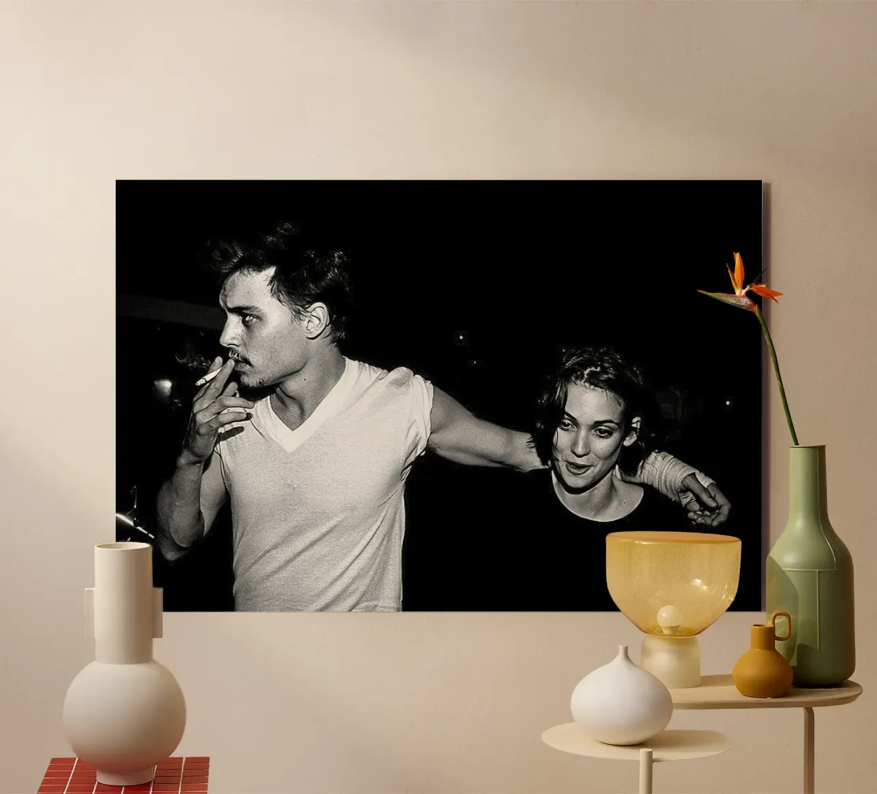 Johnny Depp e Winona Ryder in un classico alluminio dibond da Beth Pop Culture