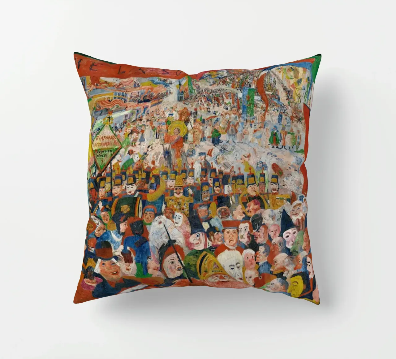 L'ingresso di Cristo a Bruxelles nel 1889 - Stampa d'arte di James Ensor cuscino da Venus Art