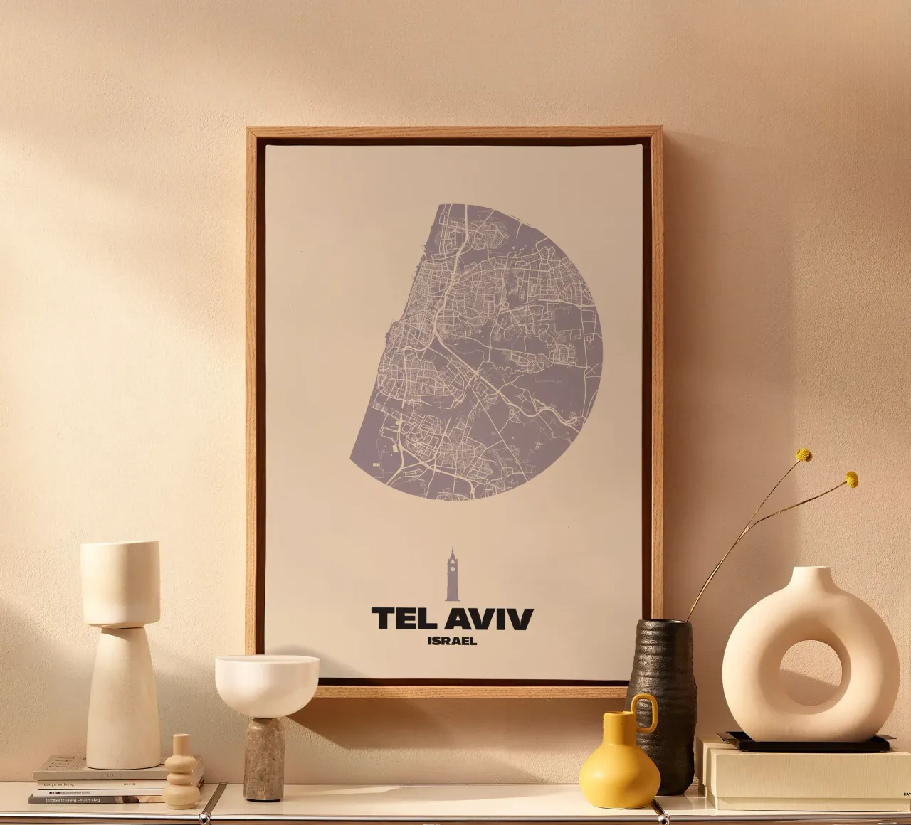 Tel Aviv  Half Circle View - City Circles Leinwand von MOOODZART