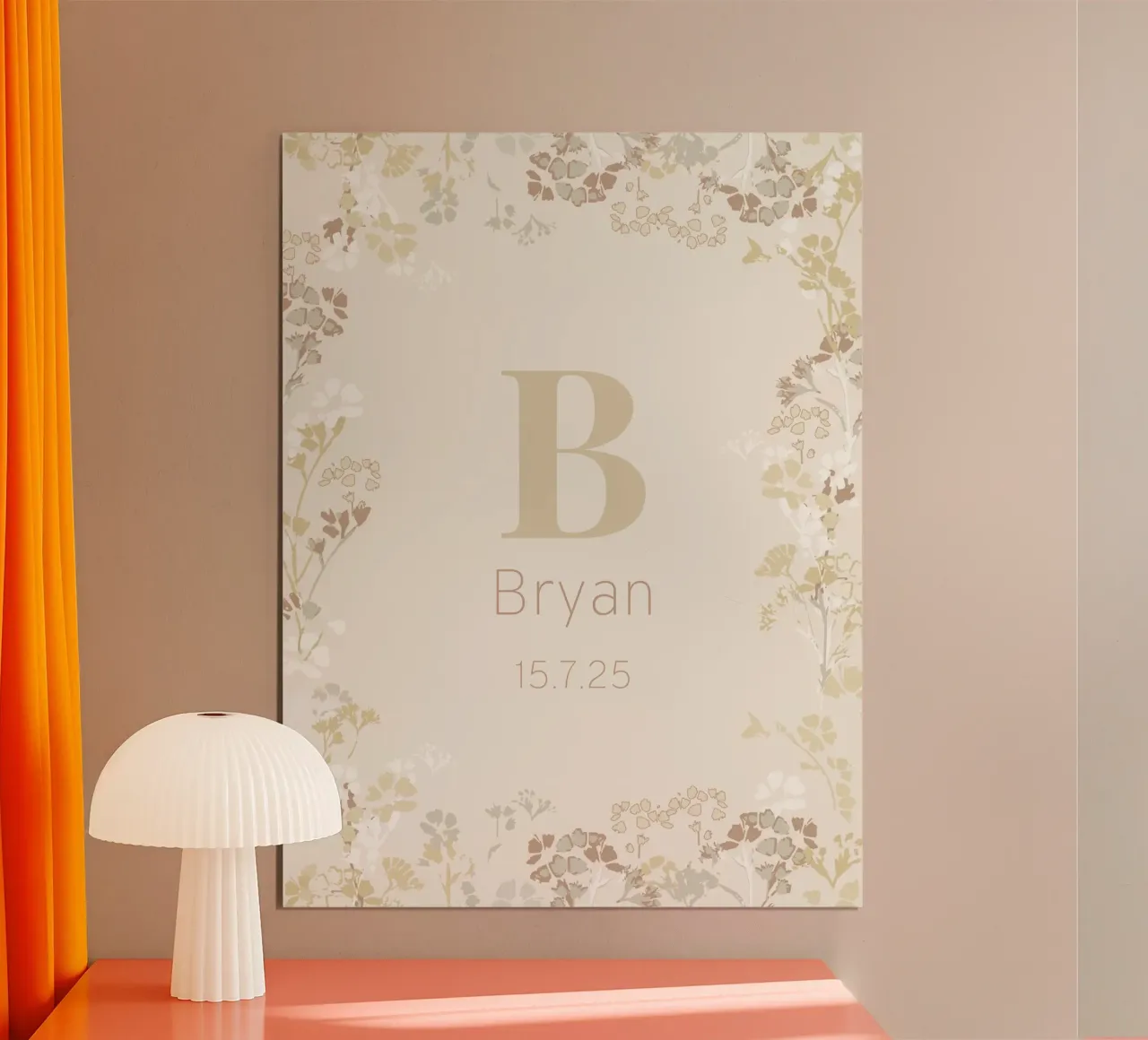Neutral gender birth poster with flowers poster with plastic frame by Art by Susana Miranda ilustración