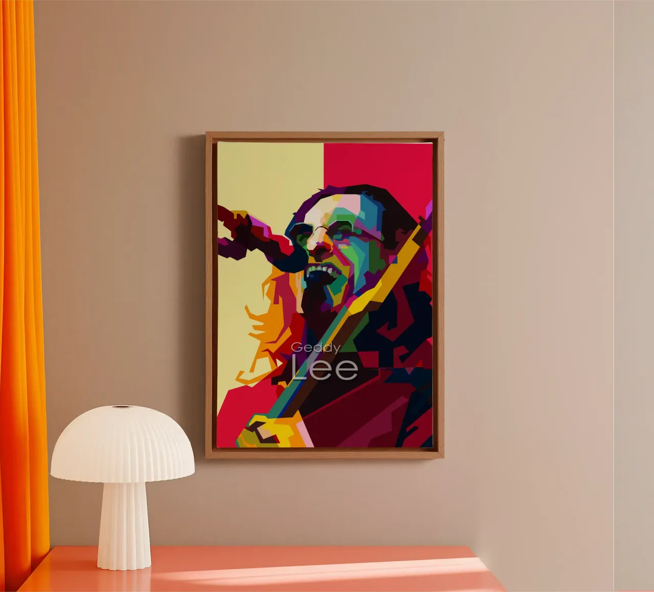 Geddy Lee Rush Cantante musicista WPAP Trending Now tela con Cornice a cassetta da Artkreator