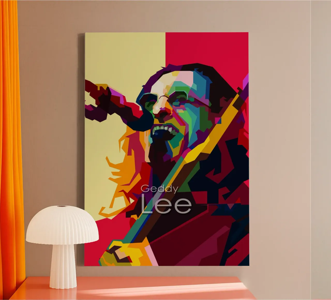 Geddy Lee Rush Cantante musicista WPAP Trending Now tela con Cornice a cassetta da Artkreator