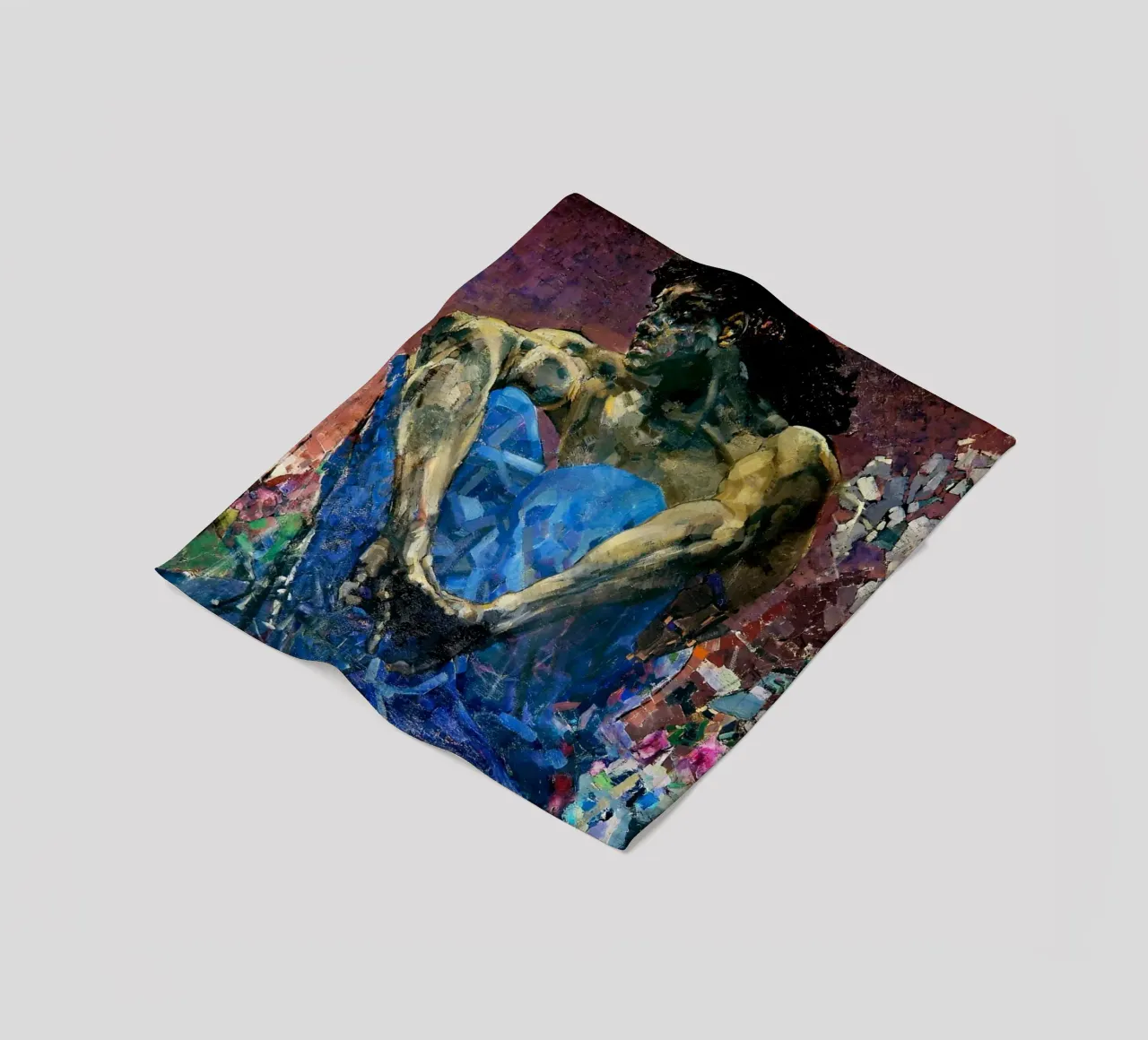 Sitzender Dämon (1890) - Mikhail Vrubel Kunstdruck Fleecedecke von Venus Art