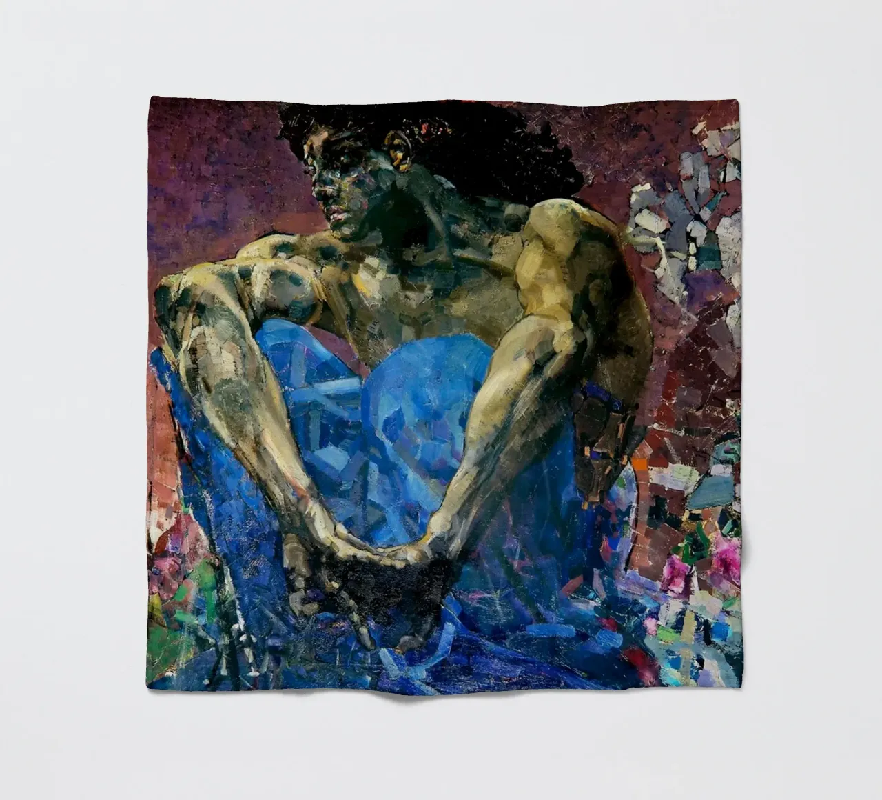 Sitzender Dämon (1890) - Mikhail Vrubel Kunstdruck Fleecedecke von Venus Art