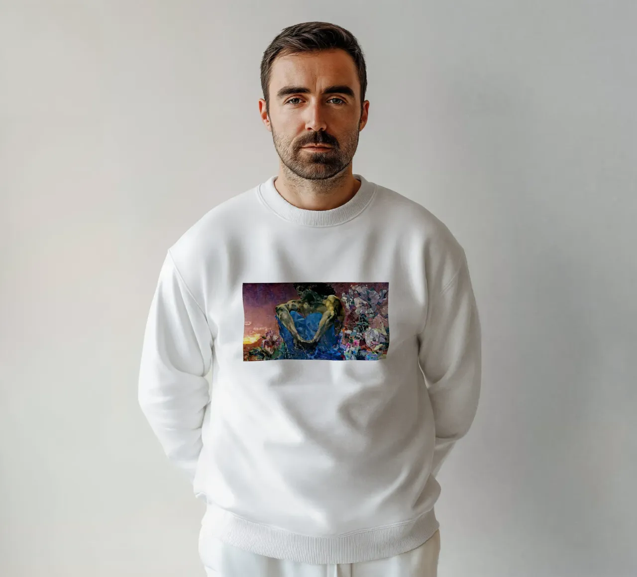 Sitzender Dämon (1890) - Mikhail Vrubel Kunstdruck Sweatshirt von Venus Art