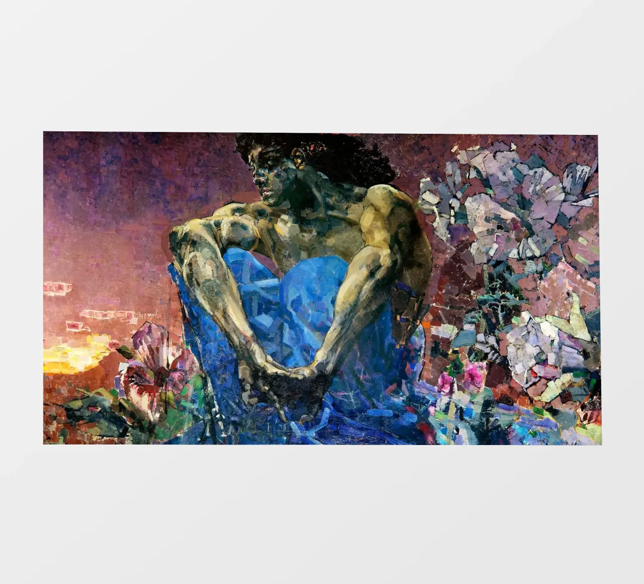 Demon Sitting (1890) - Mikhail Vrubel Art Print backlit film by Venus Art