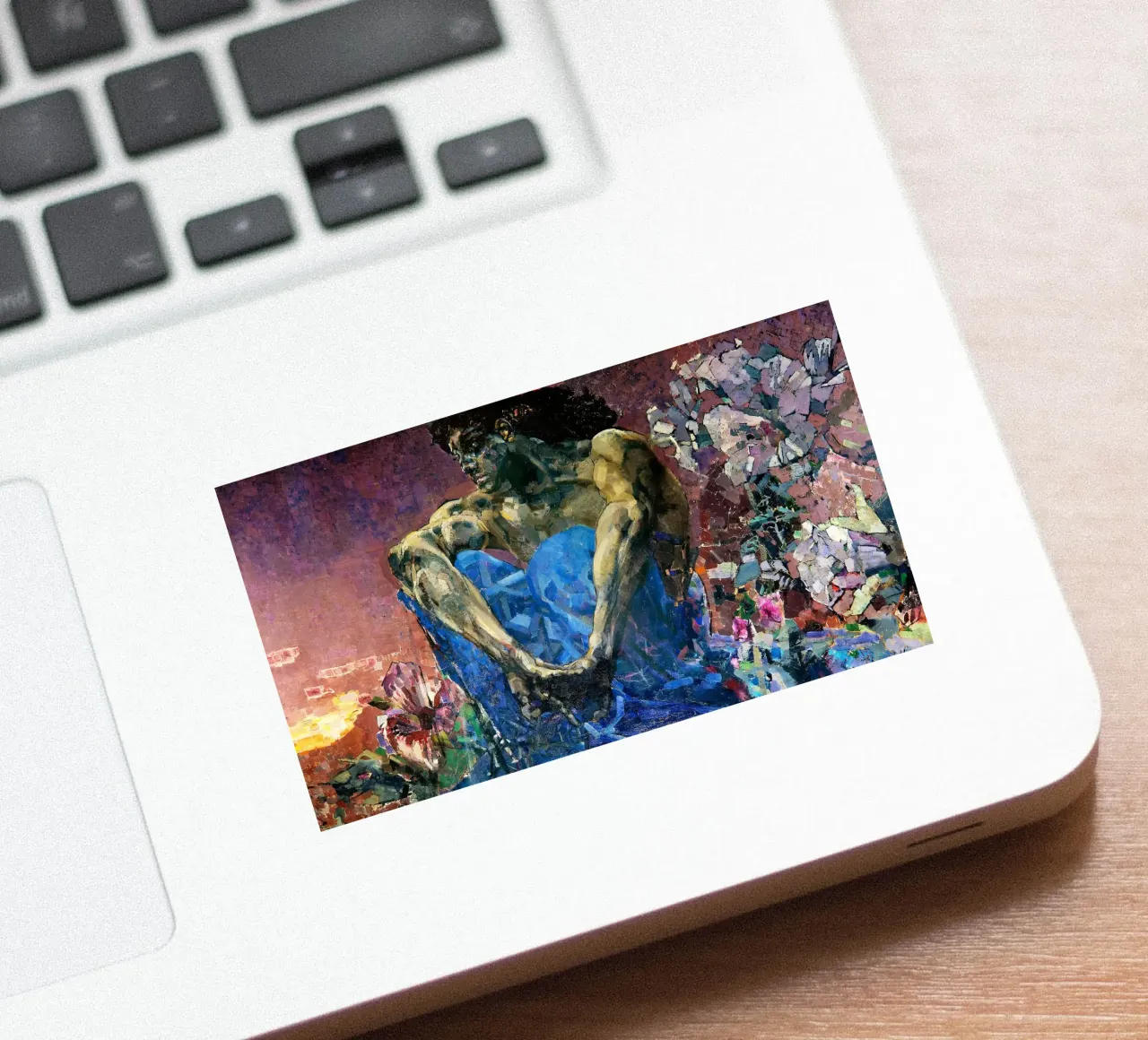 Demon Sitting (1890) - Mikhail Vrubel Art Print sticker by Venus Art