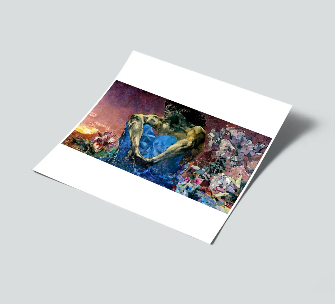 Sitzender Dämon (1890) - Mikhail Vrubel Kunstdruck Stickerbogen von Venus Art