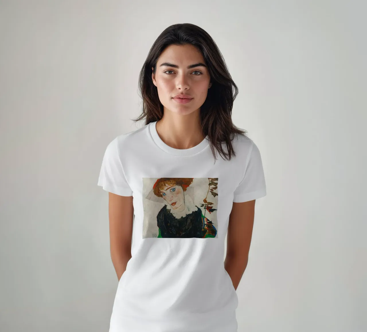 Portrait of Wally Neuzil (1912) - Egon Schiele Art Print t-shirt da Venus Art