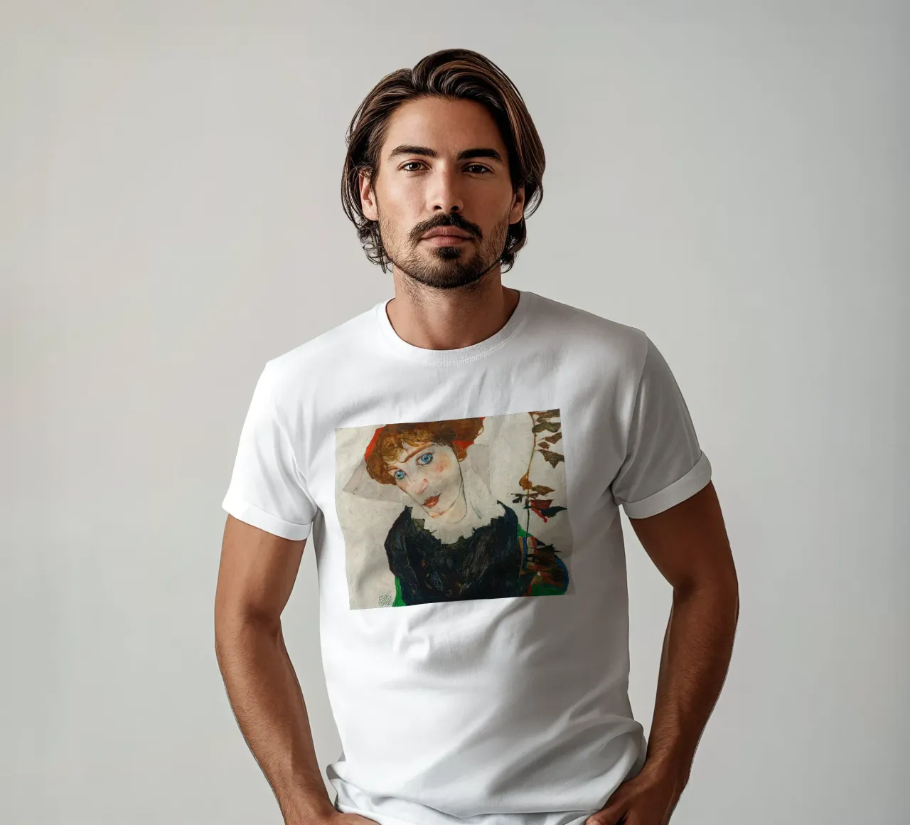 Portrait of Wally Neuzil (1912) - Egon Schiele Art Print t-shirt da Venus Art