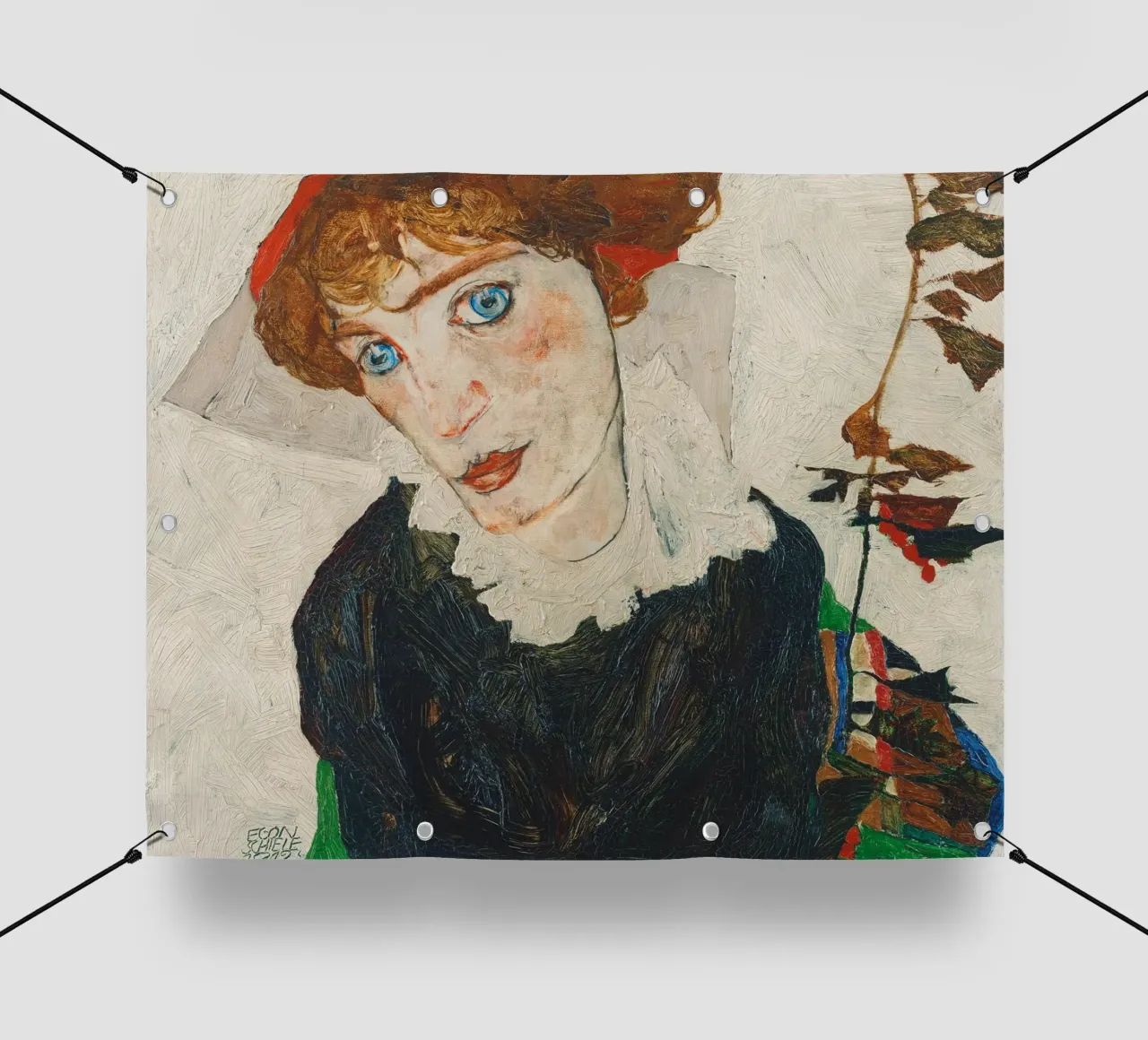 Portrait of Wally Neuzil (1912) - Egon Schiele Art Print telo in pvc da Venus Art