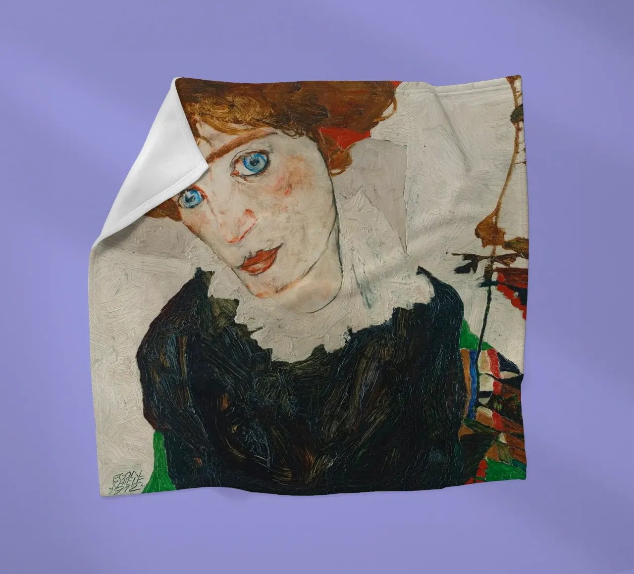 Portrait of Wally Neuzil (1912) - Egon Schiele Art Print coperta in pile da Venus Art