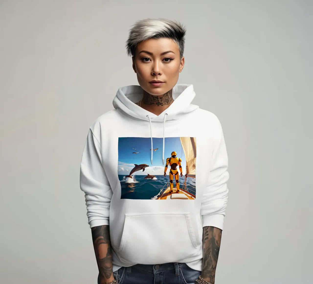 ROBOT SUR UN VOILIER. felpa con cappuccio da Thierry vobmann photography