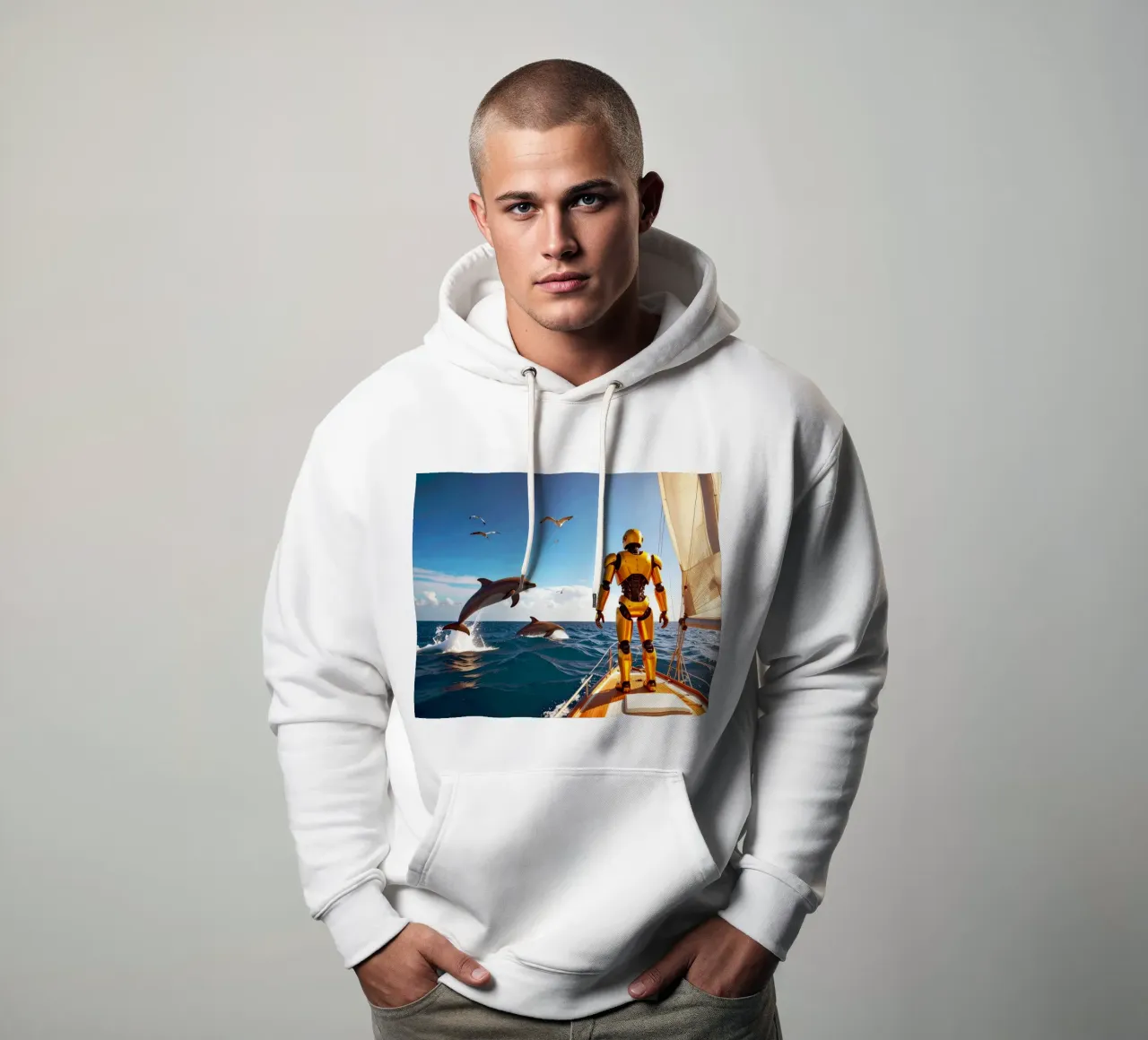 ROBOT SUR UN VOILIER. felpa con cappuccio da Thierry vobmann photography