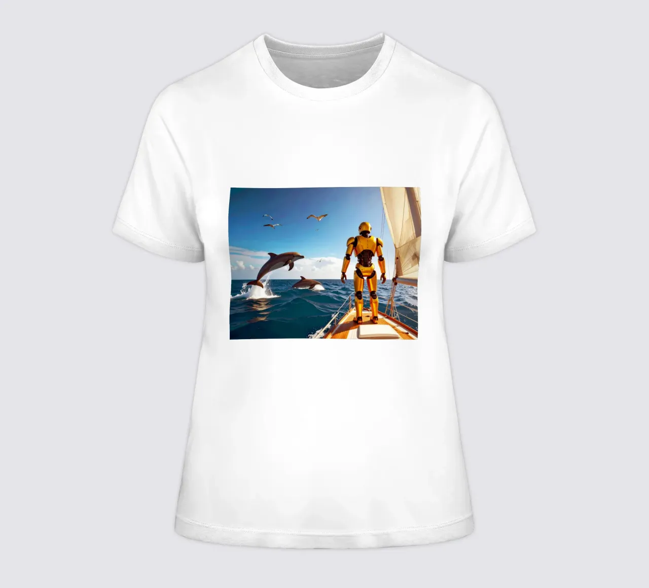 ROBOT SUR UN VOILIER. t-shirt da donna da Thierry vobmann photography