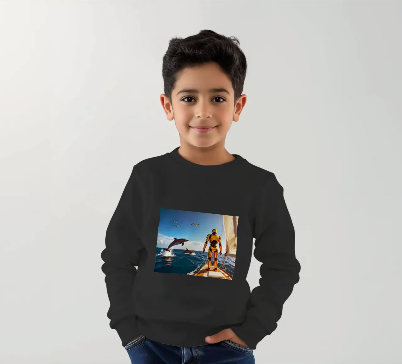 ROBOT SUR UN VOILIER. felpa bambino da Thierry vobmann photography