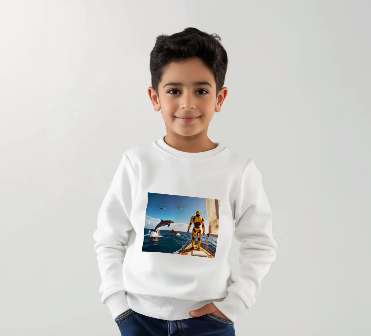 ROBOT SUR UN VOILIER. sudadera para niño de Thierry vobmann photography