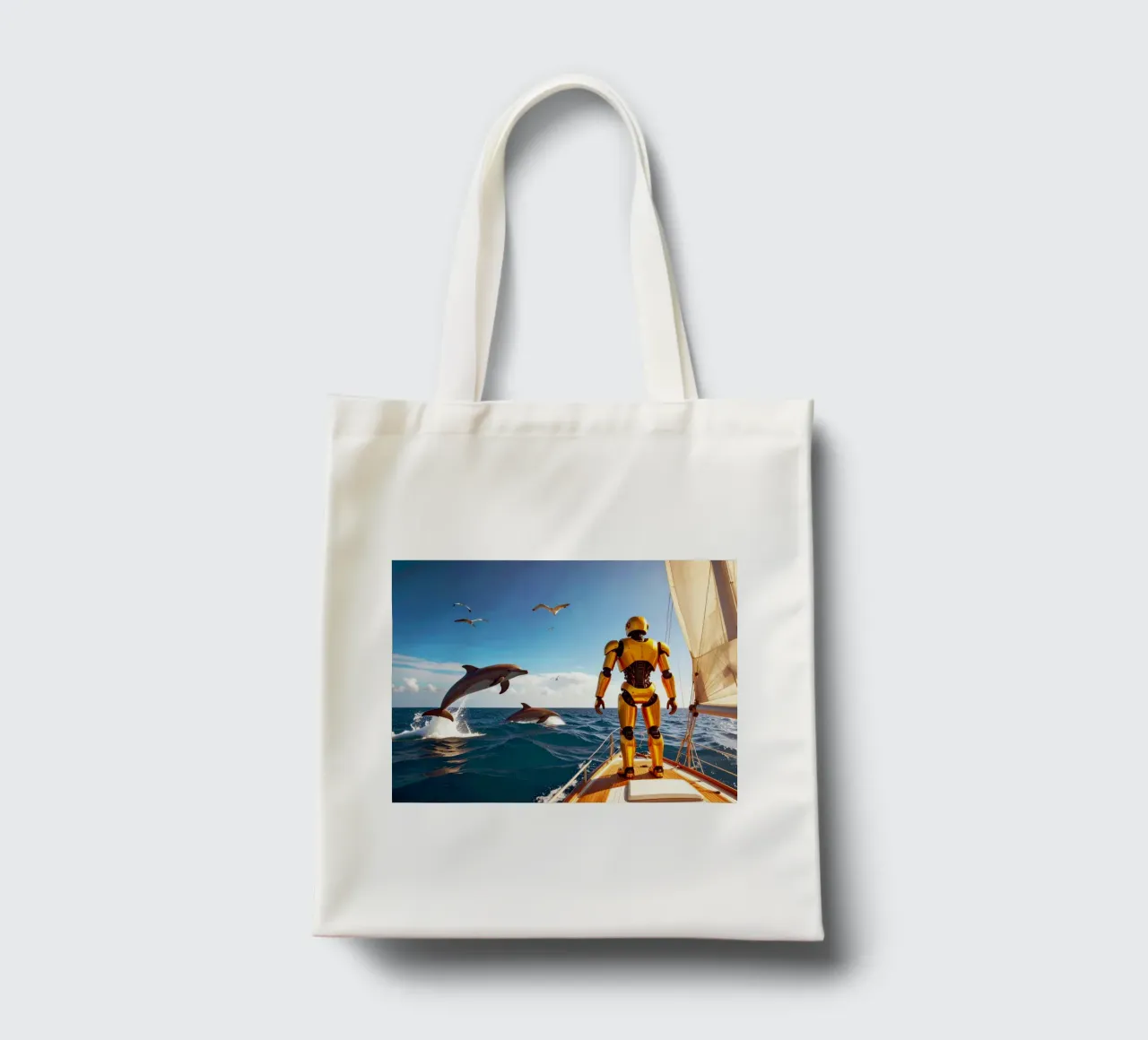 ROBOT SUR UN VOILIER. borsa in juta da Thierry vobmann photography