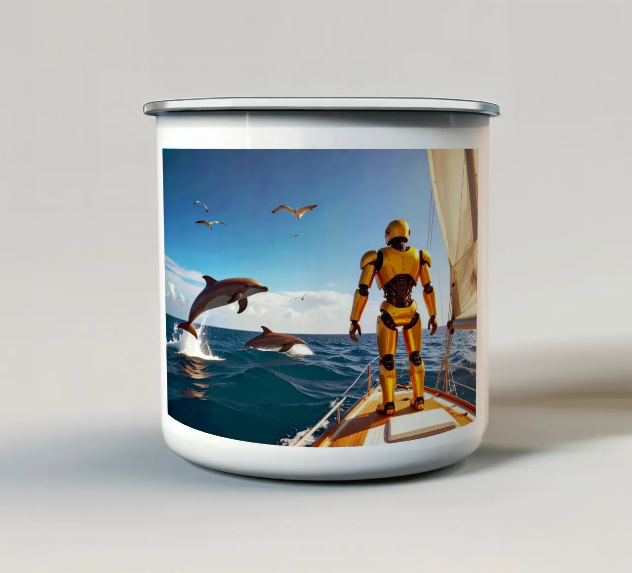 ROBOT SUR UN VOILIER. taza de esmalte de Thierry vobmann photography