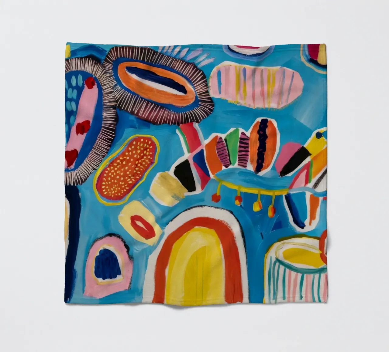 Cerulean Oval Dance fleece blanket by Sublime Layers