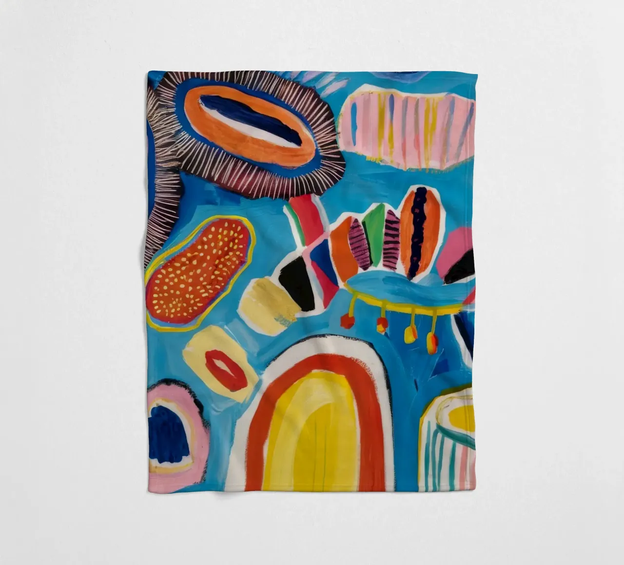 Cerulean Oval Dance fleece blanket by Sublime Layers