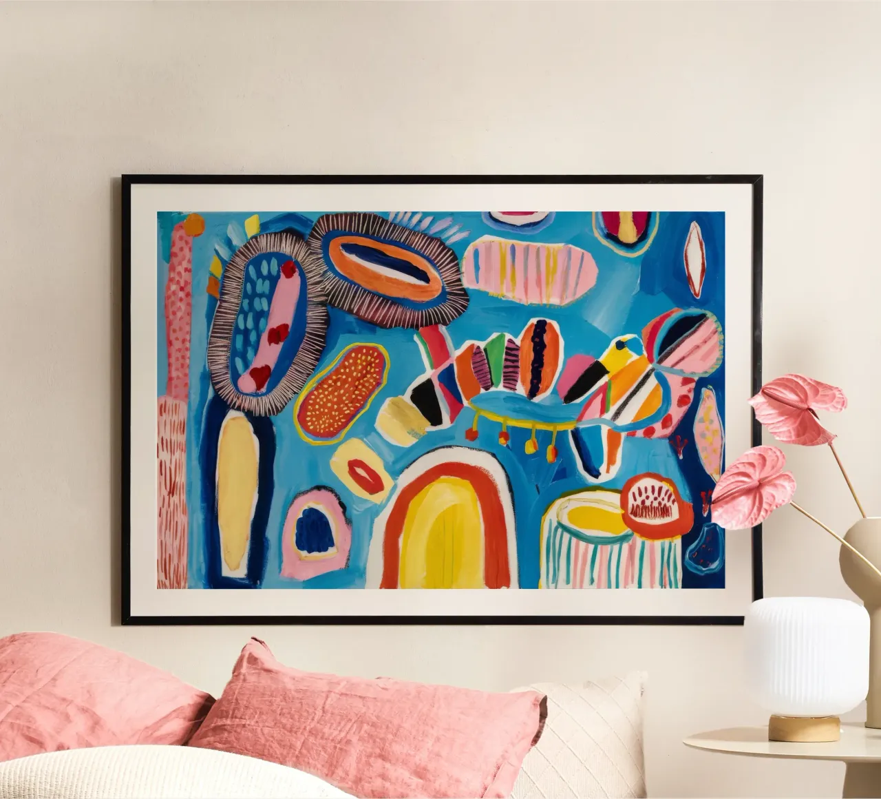 Ballo ovale ceruleo poster con telaio in plastica da Sublime Layers