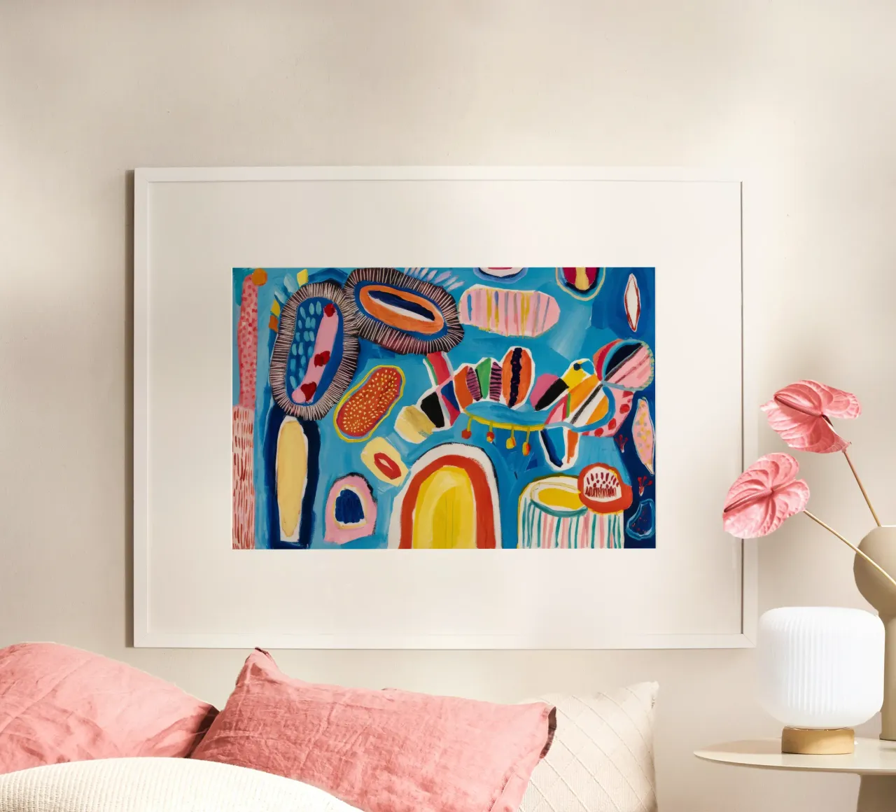 Ballo ovale ceruleo poster con telaio in plastica da Sublime Layers