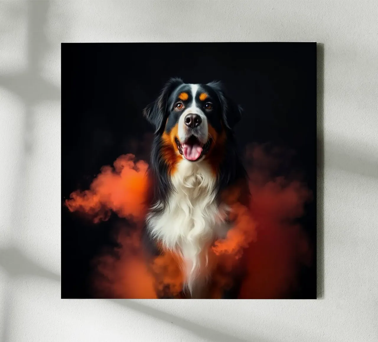 The colorful Bernese Mountain Dog #154 canvas with Floater frame by Yumis.Beargang.and.Me