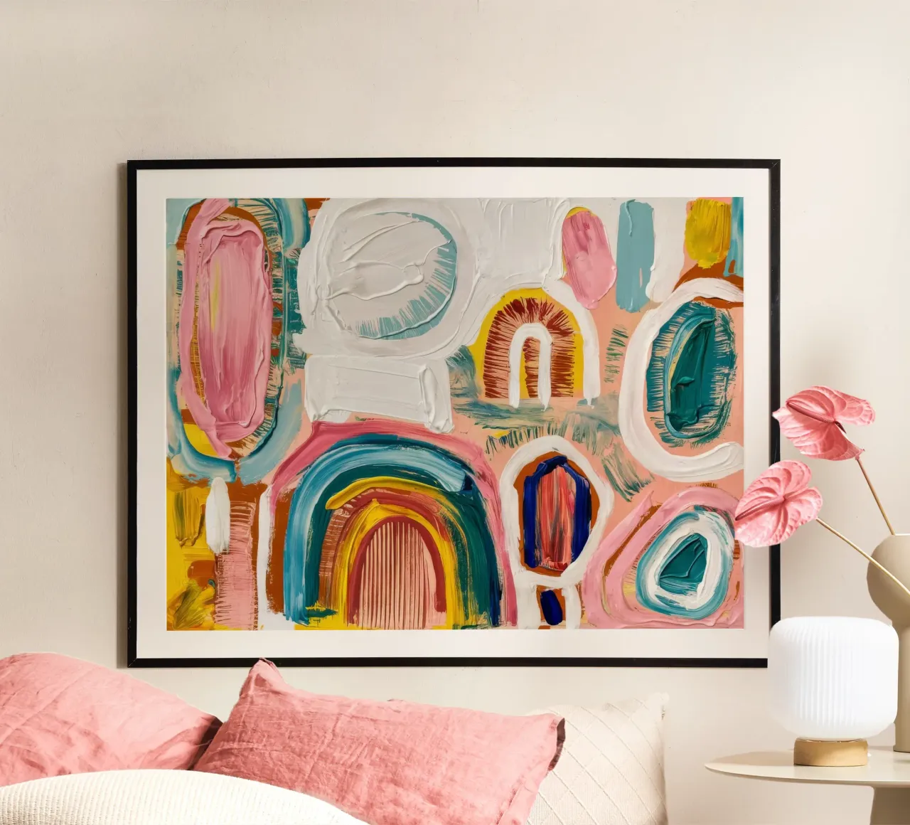 Campo ad arco pastello poster con telaio in alluminio da Sublime Layers