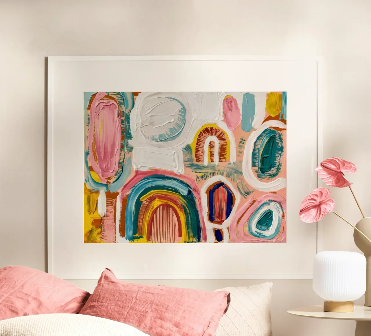 Campo ad arco pastello poster con telaio in alluminio da Sublime Layers