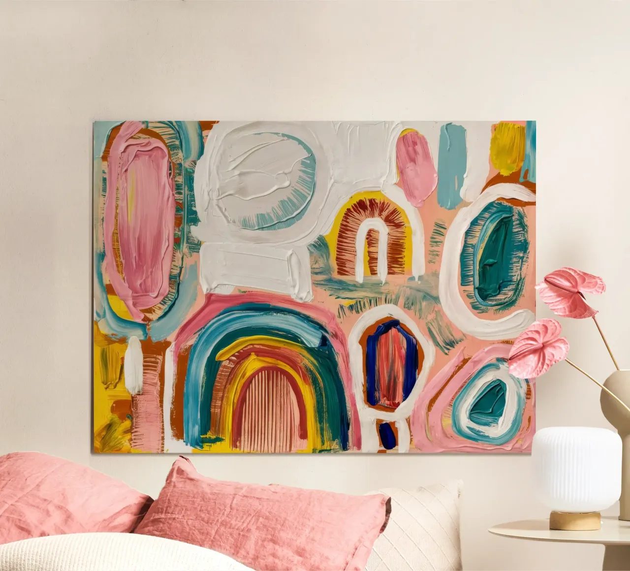 Campo ad arco pastello poster con telaio in alluminio da Sublime Layers