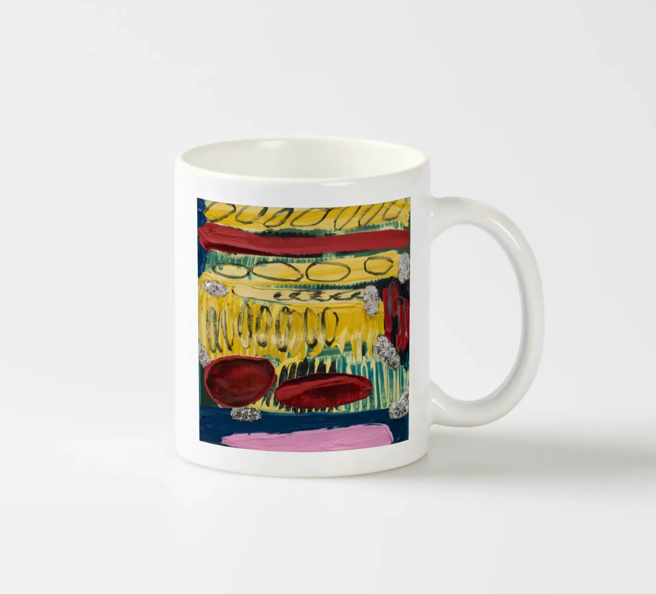 Ockerfarbene Erdstriche Keramik Tasse von Sublime Layers
