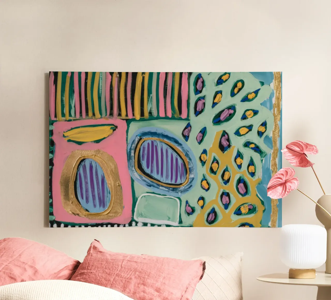 Prismatic Stripe Dot canvas by Sublime Layers
