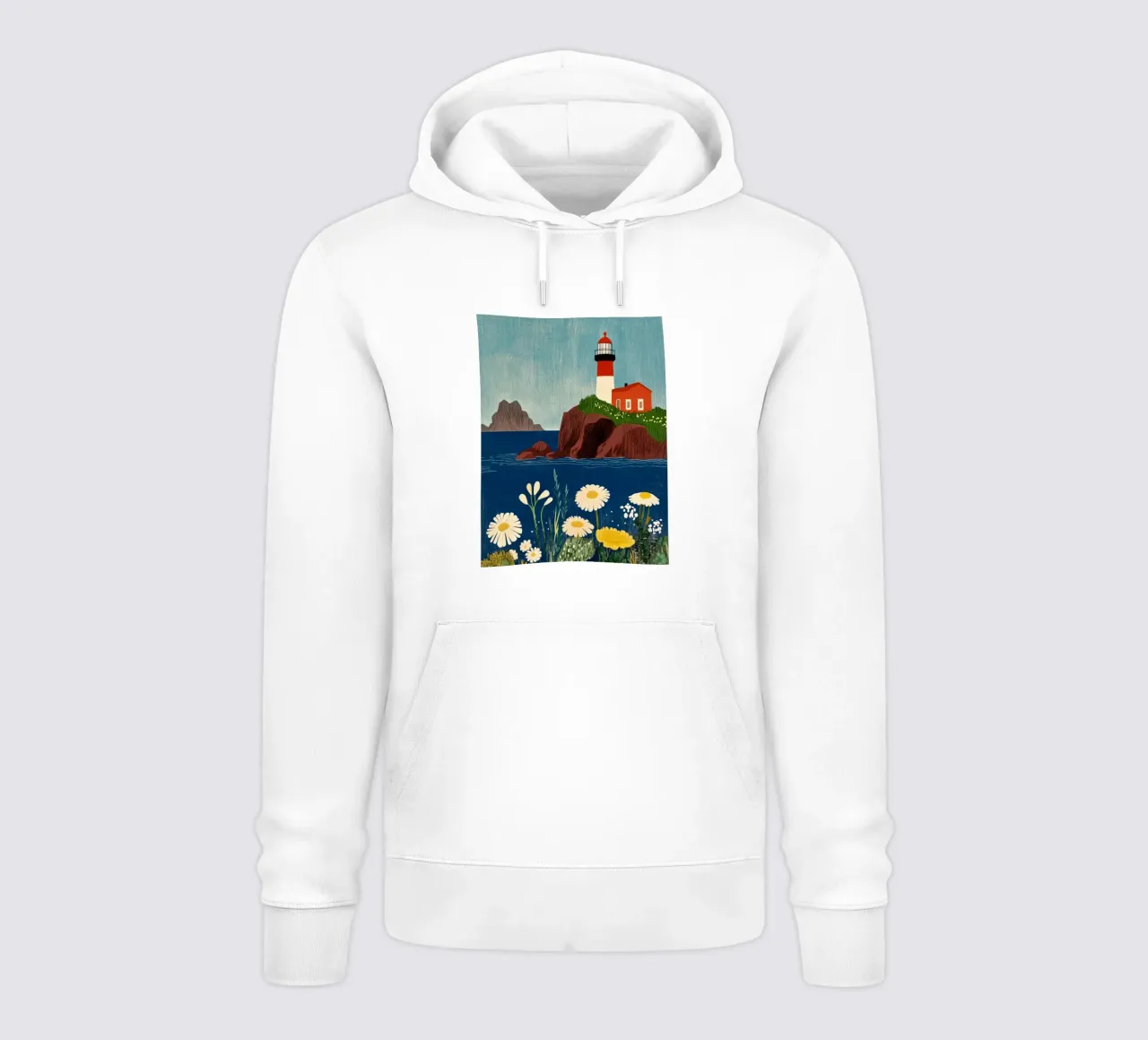 Faro e fiori felpa con cappuccio da Curious Canvas