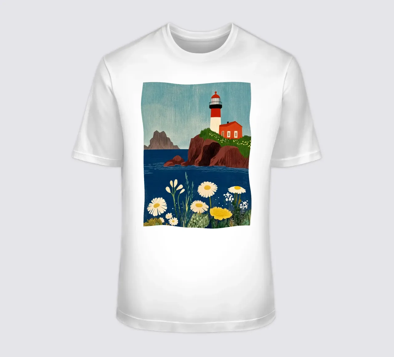 Faro e fiori t-shirt da Curious Canvas
