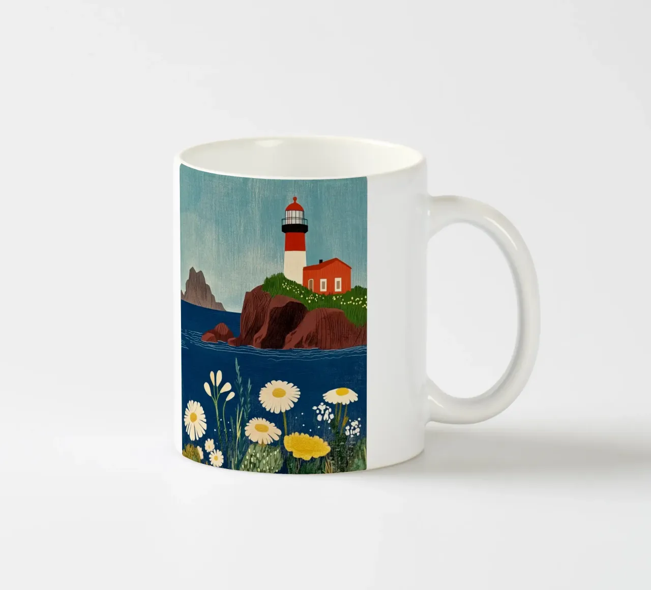 Faro e fiori tazza in ceramica da Curious Canvas