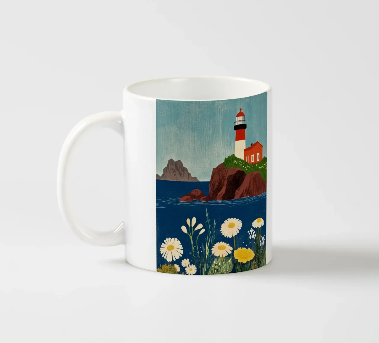 Faro e fiori tazza in ceramica da Curious Canvas