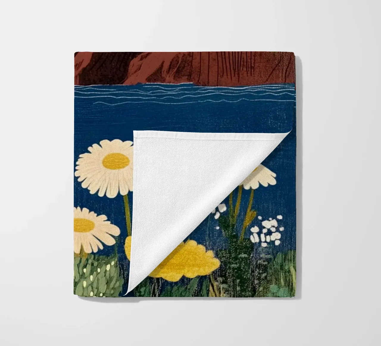 Faro e fiori telo mare da Curious Canvas