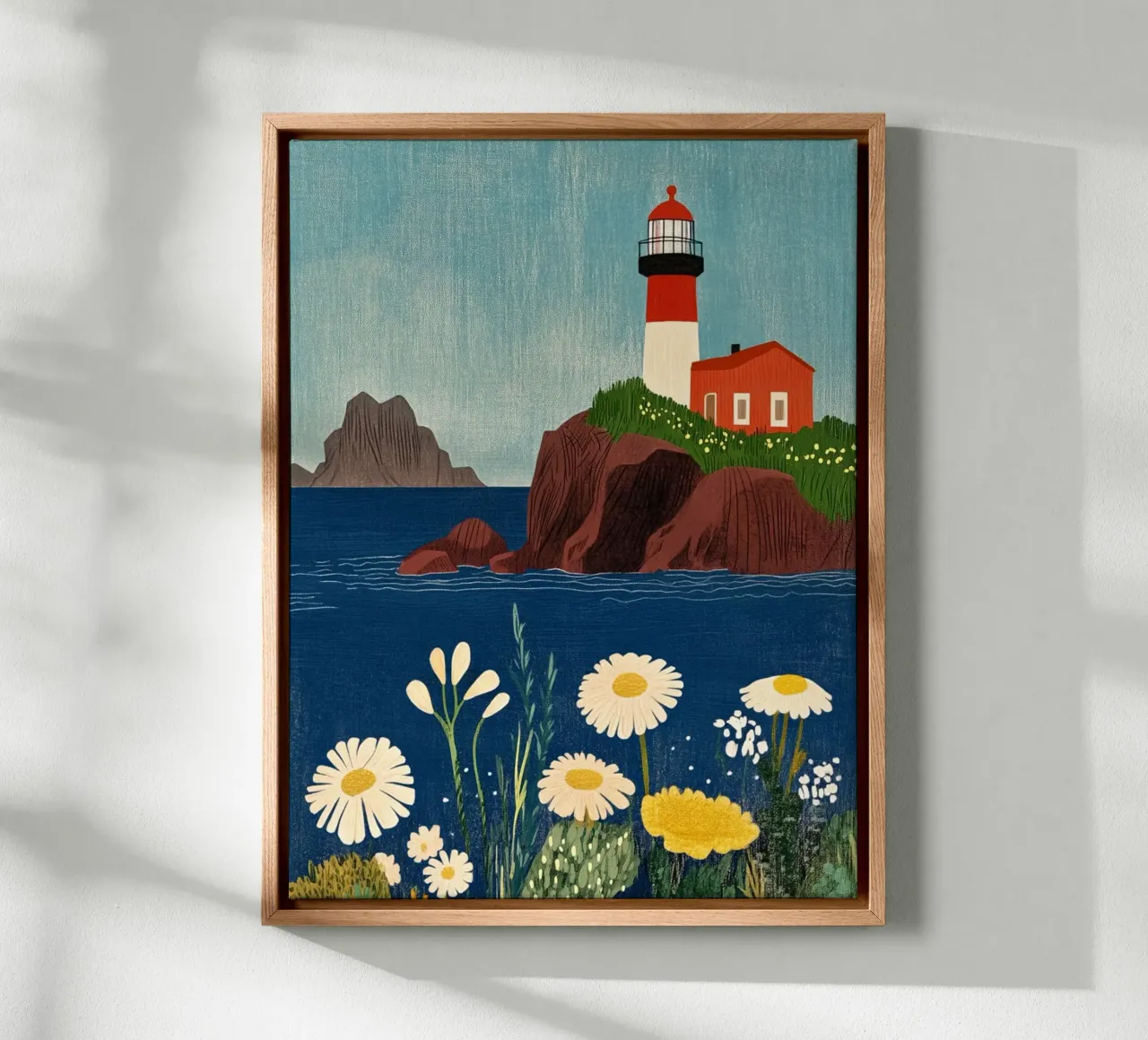 Faro e fiori tela con Cornice a cassetta da Curious Canvas