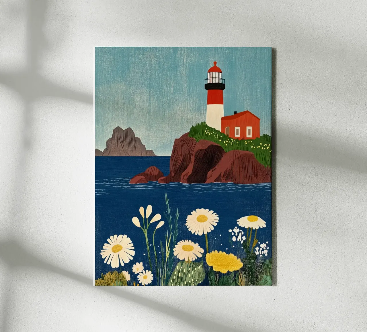 Faro e fiori tela con Cornice a cassetta da Curious Canvas