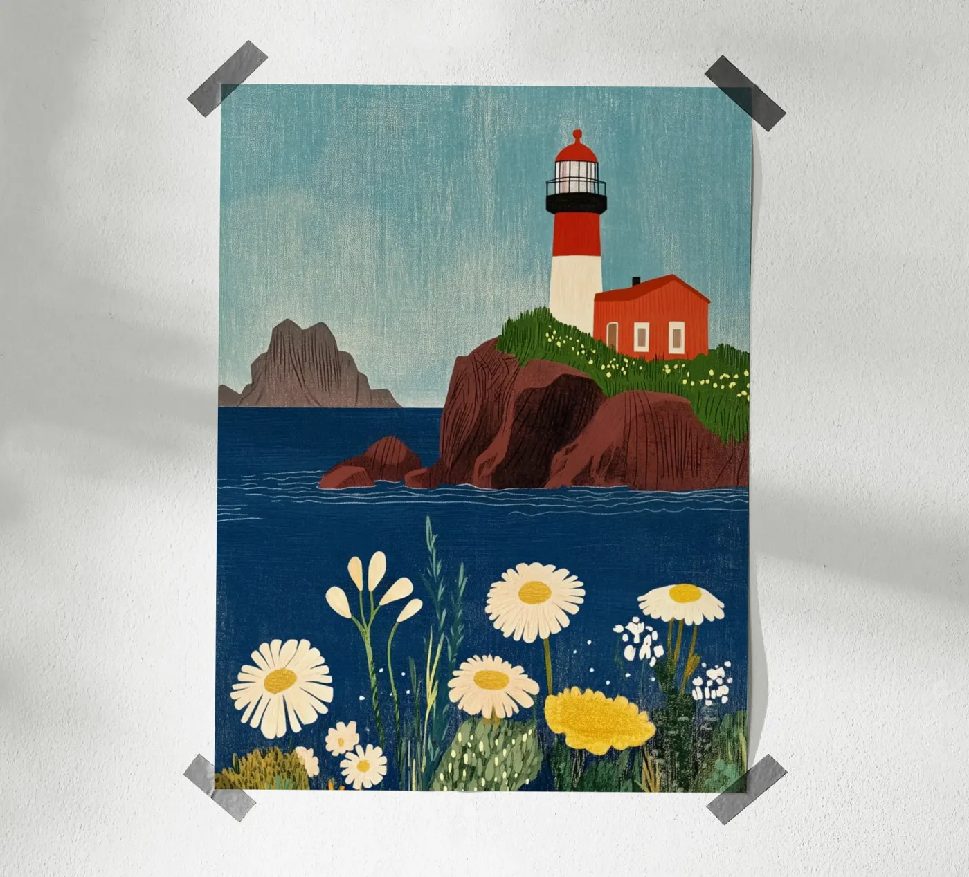 Faro e fiori poster da Curious Canvas