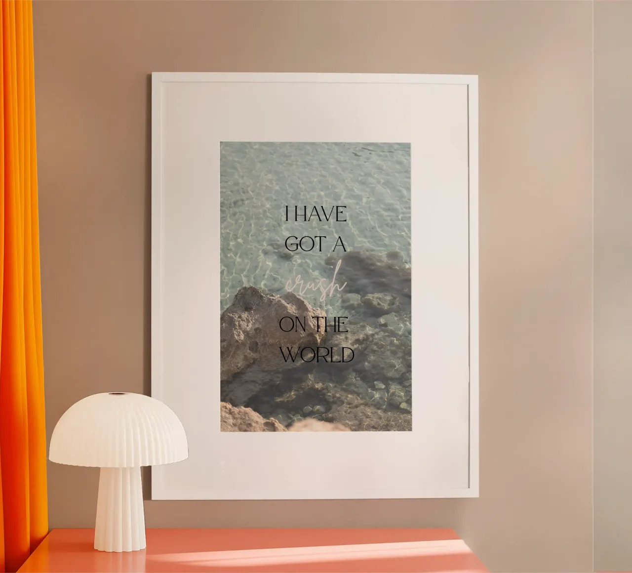 I have got a crush on the World-inspirierendes travel Poster poster con telaio in plastica da purelinia