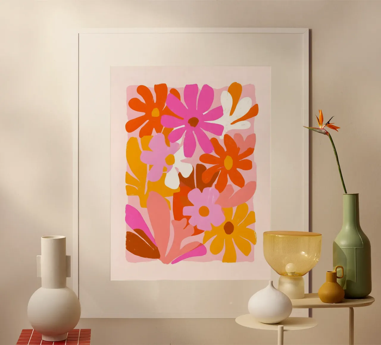 Abstract Summer Flowers poster con telaio in legno da Gypsy Galleria