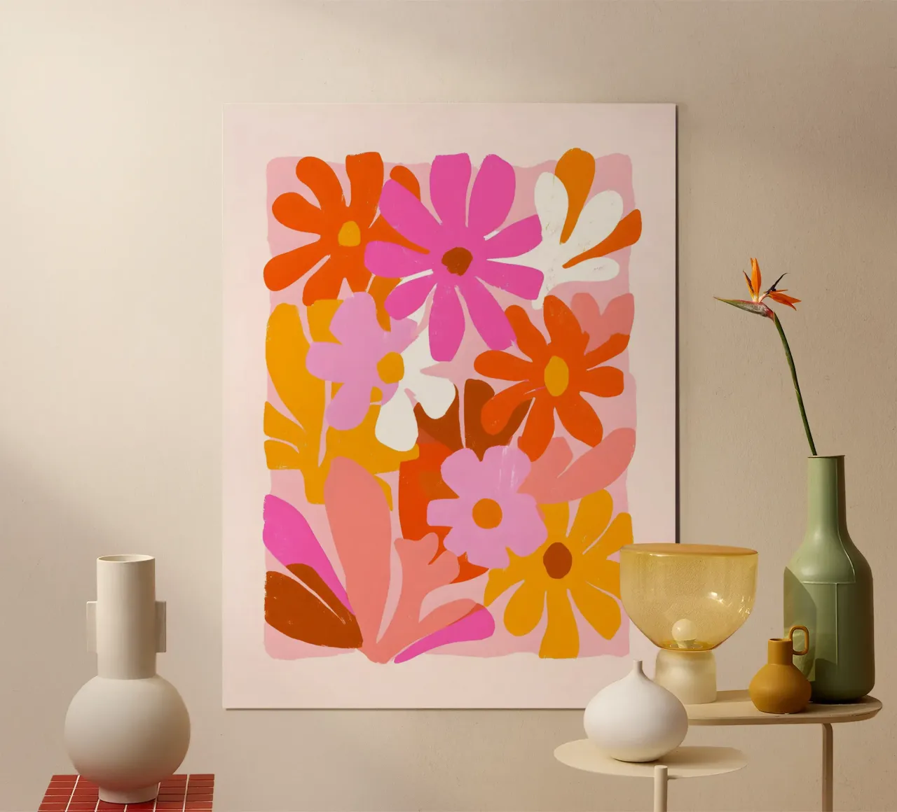 Abstract Summer Flowers poster con telaio in legno da Gypsy Galleria