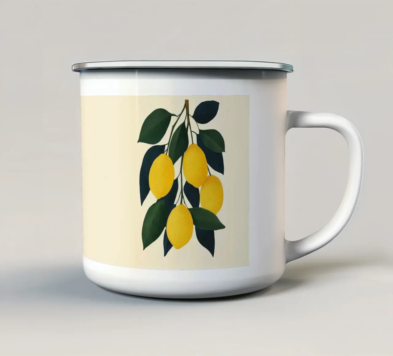 Limoni su un ramoscello tazza in smalto da Curious Canvas