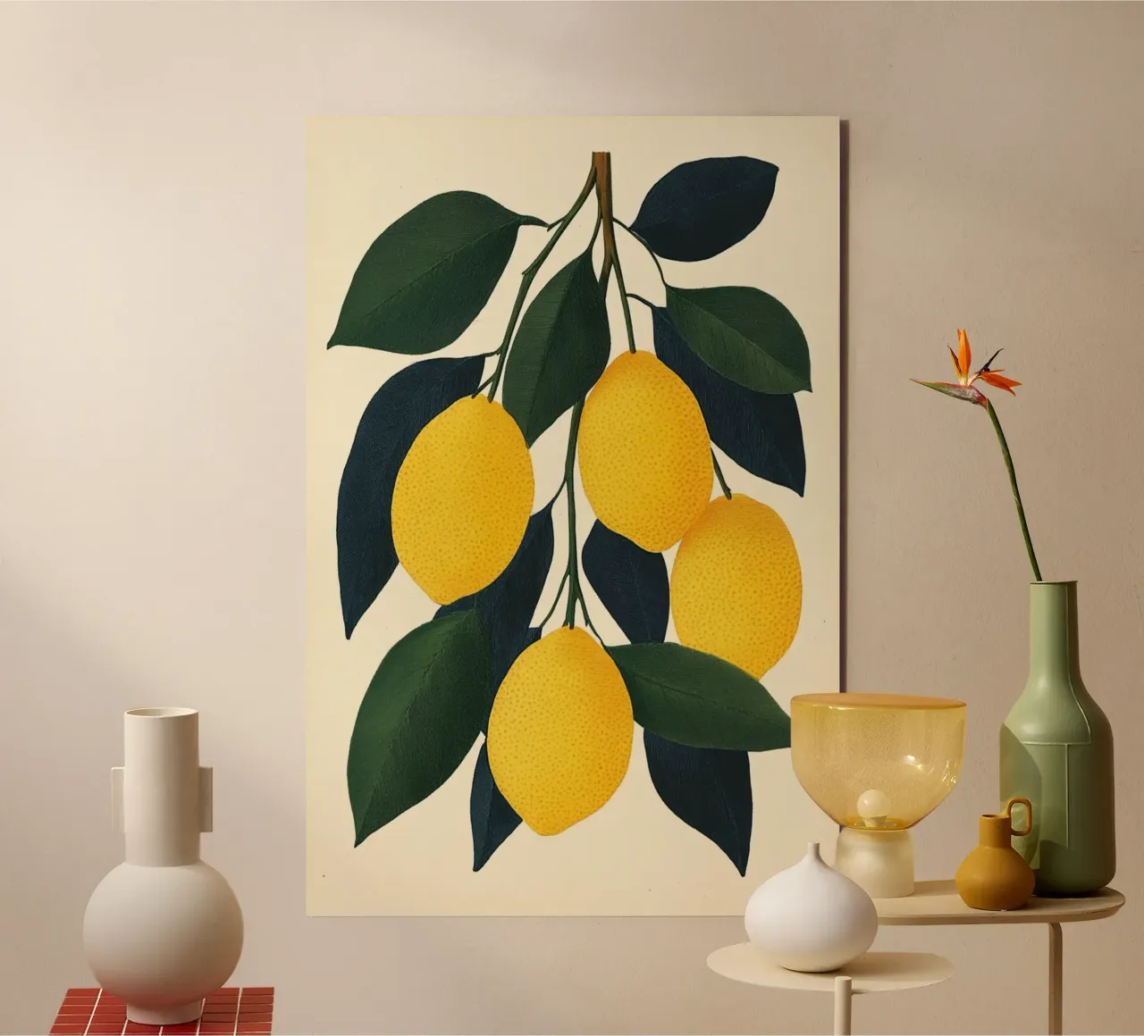 Limoni su un ramoscello alluminio dibond da Curious Canvas