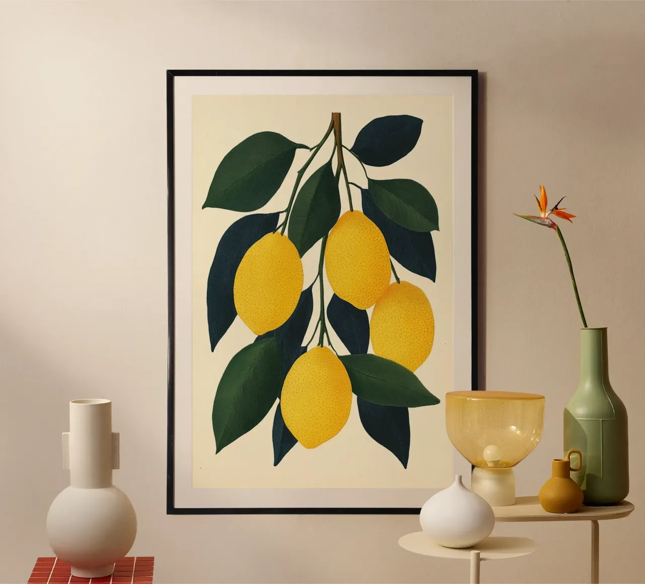 Lemons on a twig poster by Curious Canvas