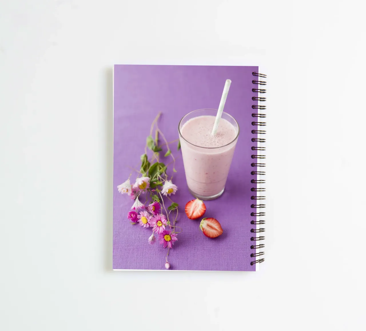 Strawberry Milkshake with Flowers spiral notebook by foodphotolove