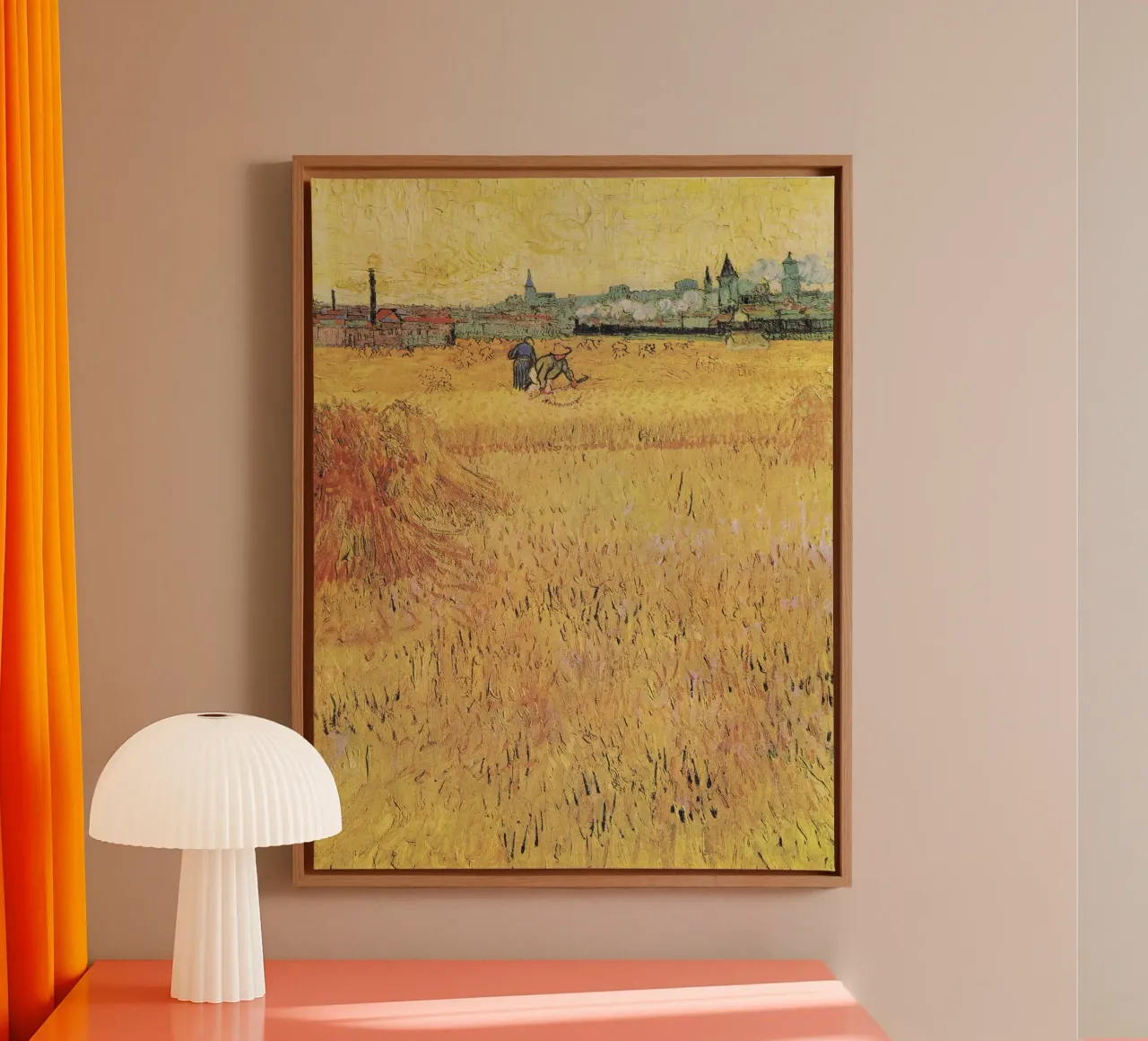 Vincent van Gogh's Wheat field with View of Arles canvas with Floater frame by Van Gogh Prints